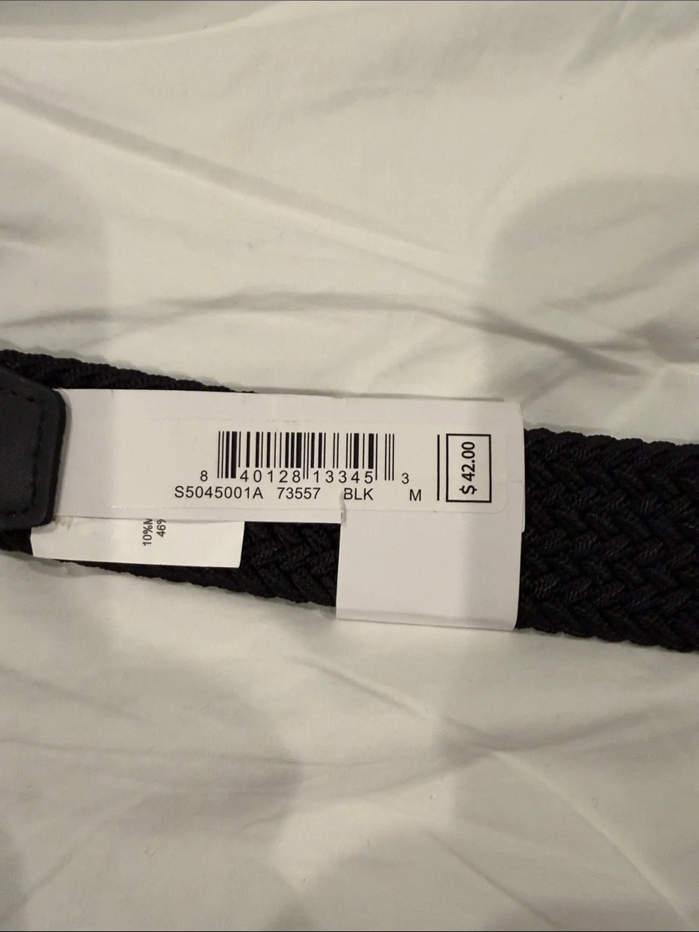 Nike Black Woven Elastic Men's Belt with Matte Buckle and Leather Trim